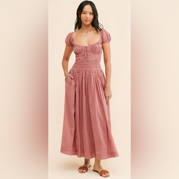 Free People Feeling Bonita Midi Dress Backless Pink Rose XS - Picture 3 of 14